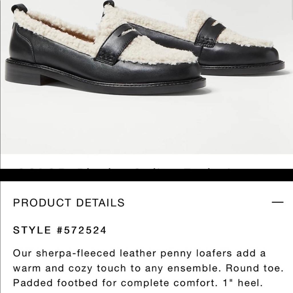Ann Taylor Sherpa Black Penny Loafer Size 6.5